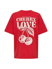 ONLY Red Oversized Fruit Print T-Shirt - Image 2 of 2