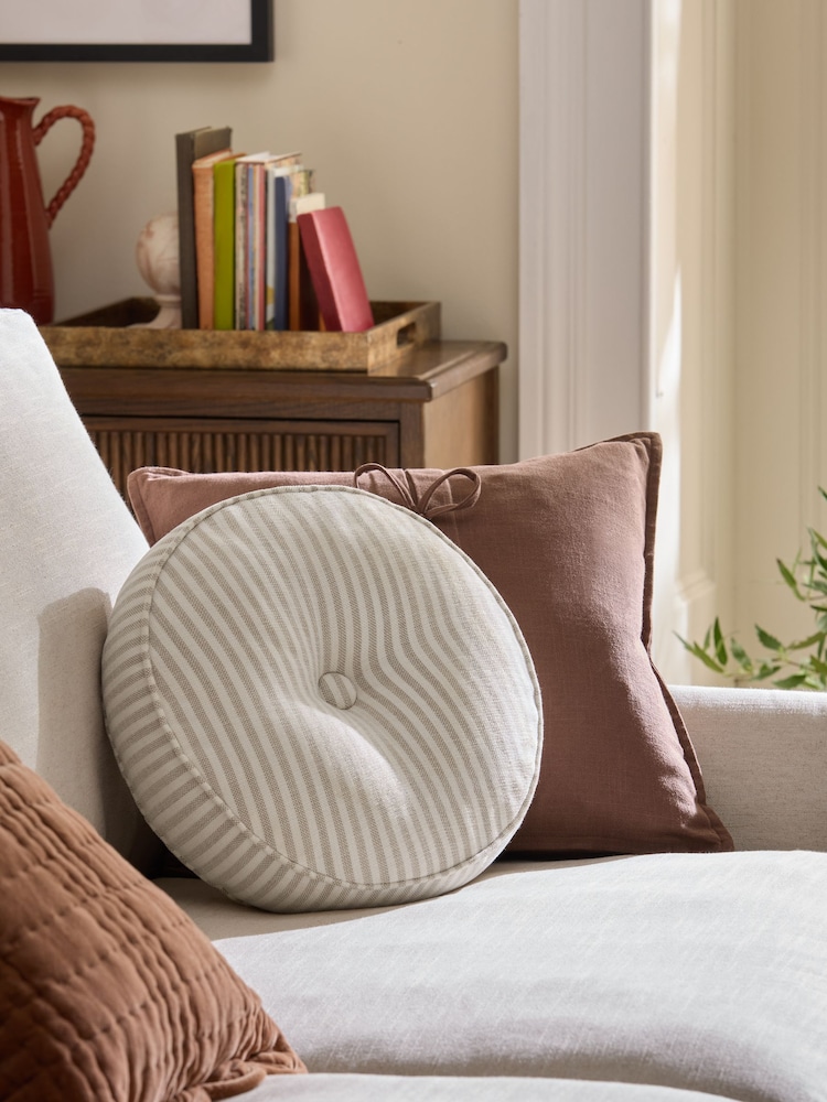 Laura Ashley Cornish Stripe Circular Cushion - Imaginea 1 din 3
