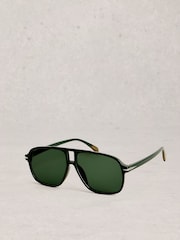 White Stuff Green Aviator Sunglasses - Image 1 of 4