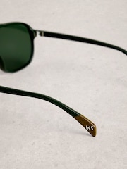 White Stuff Green Aviator Sunglasses - Image 3 of 4