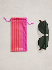 White Stuff Green Aviator Sunglasses - Image 4 of 4