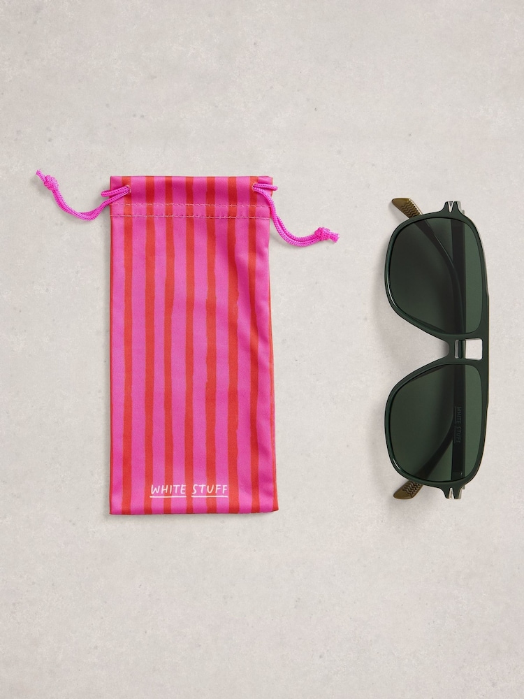 White Stuff Green Aviator Sunglasses - Image 4 of 4