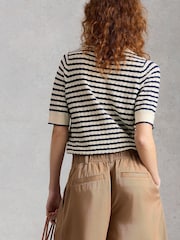 White Stuff Blue Holly Pointelle T-Shirt - Image 2 of 6