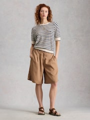 White Stuff Blue Holly Pointelle T-Shirt - Image 4 of 6