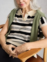 White Stuff White Ginni Stripe Linen Polo T-Shirt - Image 2 of 6