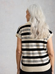 White Stuff White Ginni Stripe Linen Polo T-Shirt - Image 3 of 6