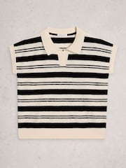 White Stuff White Ginni Stripe Linen Polo T-Shirt - Image 5 of 6