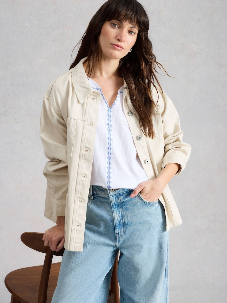 White Stuff White Nelly Notch Neck T-Shirt - Image 2 of 6 White Stuff White Nelly Notch Neck T-Shirt - Image 2 of 6