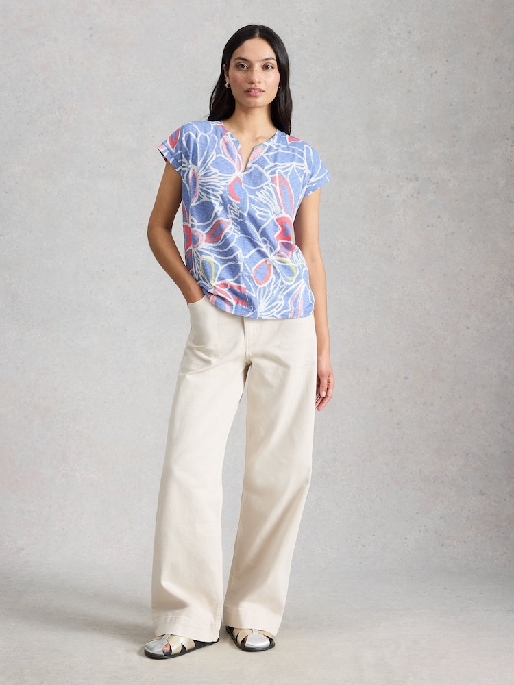 White Stuff Green Nelly Notch Neck T-Shirt - Image 1 of 6 White Stuff Green Nelly Notch Neck T-Shirt - Image 1 of 6