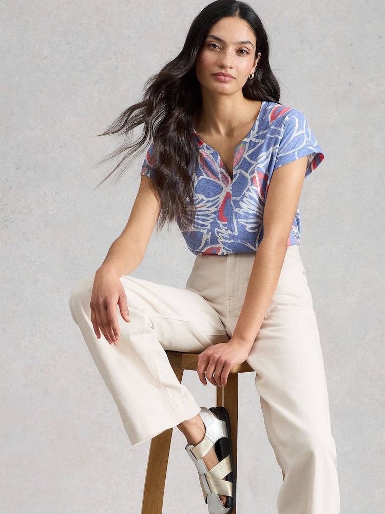 White Stuff Green Nelly Notch Neck T-Shirt - Image 2 of 6 White Stuff Green Nelly Notch Neck T-Shirt - Image 2 of 6