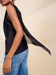 Friends Like These Black Sleeveless Drape Detail Blouse - Image 4 of 5