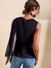 Friends Like These Black Sleeveless Drape Detail Blouse - Image 5 of 5