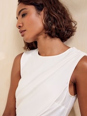 Friends Like These Cream Sleeveless Drape Detail Blouse - Image 4 of 5