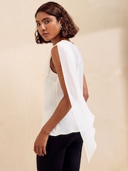 Friends Like These Cream Sleeveless Drape Detail Blouse - Image 5 of 5