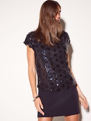 Friends Like These Black Short Sleeve Sequin Blouse - Image 5 of 6