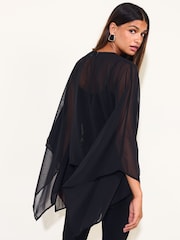 Friends Like These Premium Chiffon Embellished Cape Top - 圖片 4/6