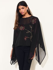 Friends Like These Premium Chiffon Embellished Cape Top - 圖片 5/6