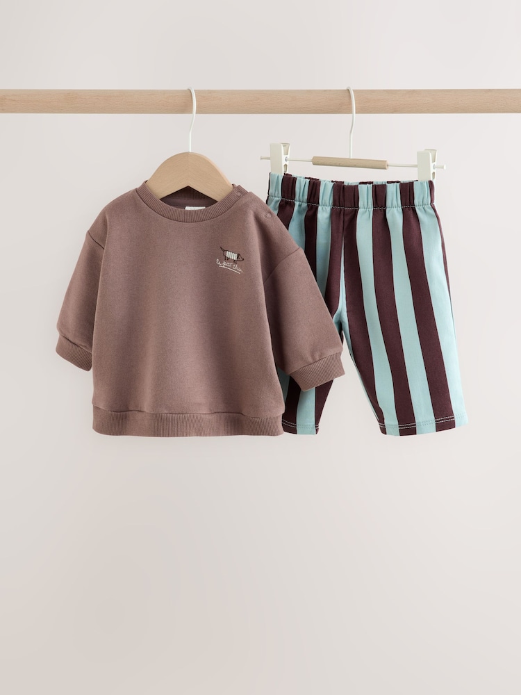 Brown/Blue Baby Set Sweat Top and Trousers (0mths-2yrs) - Image 1 of 11 Brown/Blue Baby Set Sweat Top and Trousers (0mths-2yrs) - Image 1 of 11