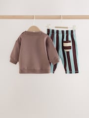 Brown/Blue Baby Set Sweat Top and Trousers (0mths-2yrs) - Image 4 of 11