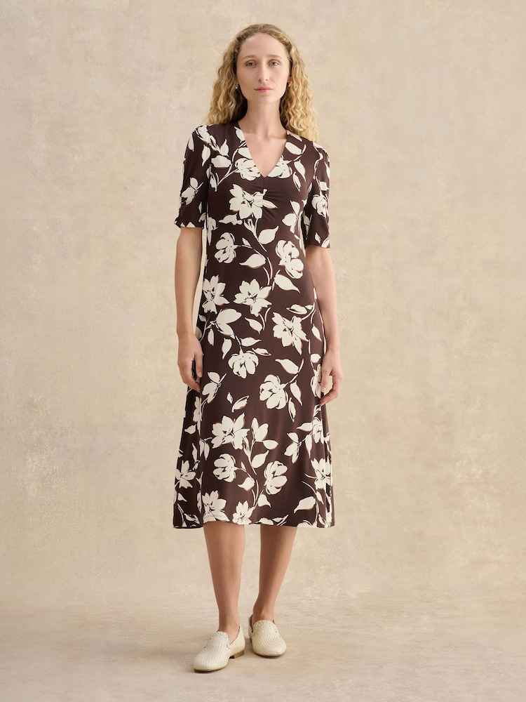 Hobbs Brown Peyton Jersey Dress - Image 1 of 5