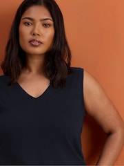 Live Unlimited Blue Cotton Slub V-Neck Vest - Image 2 of 3