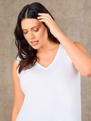 Live Unlimited White Cotton Slub V-Neck Vest - Image 3 of 4