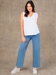 Live Unlimited White Cotton Slub V-Neck Vest - Image 4 of 4