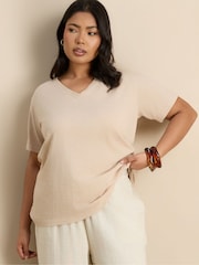 Live Unlimited Cream Petite Linen Blend Drawstring Trousers - Image 5 of 5