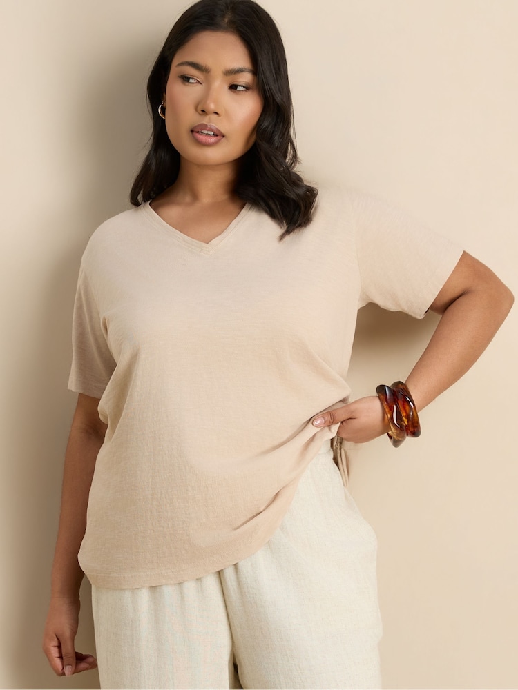 Live Unlimited Cream Petite Linen Blend Drawstring Trousers - Image 5 of 5
