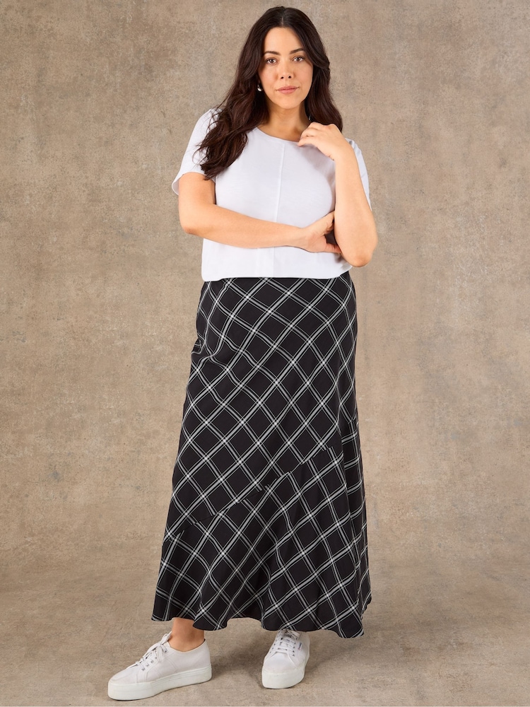 Live Unlimited Check Bias Cut Maxi Skirt - Изображение 2 5