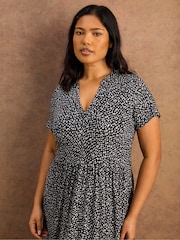 Live Unlimited Black Ditsy Tiered Jersey Maxi Dress - Image 2 of 5