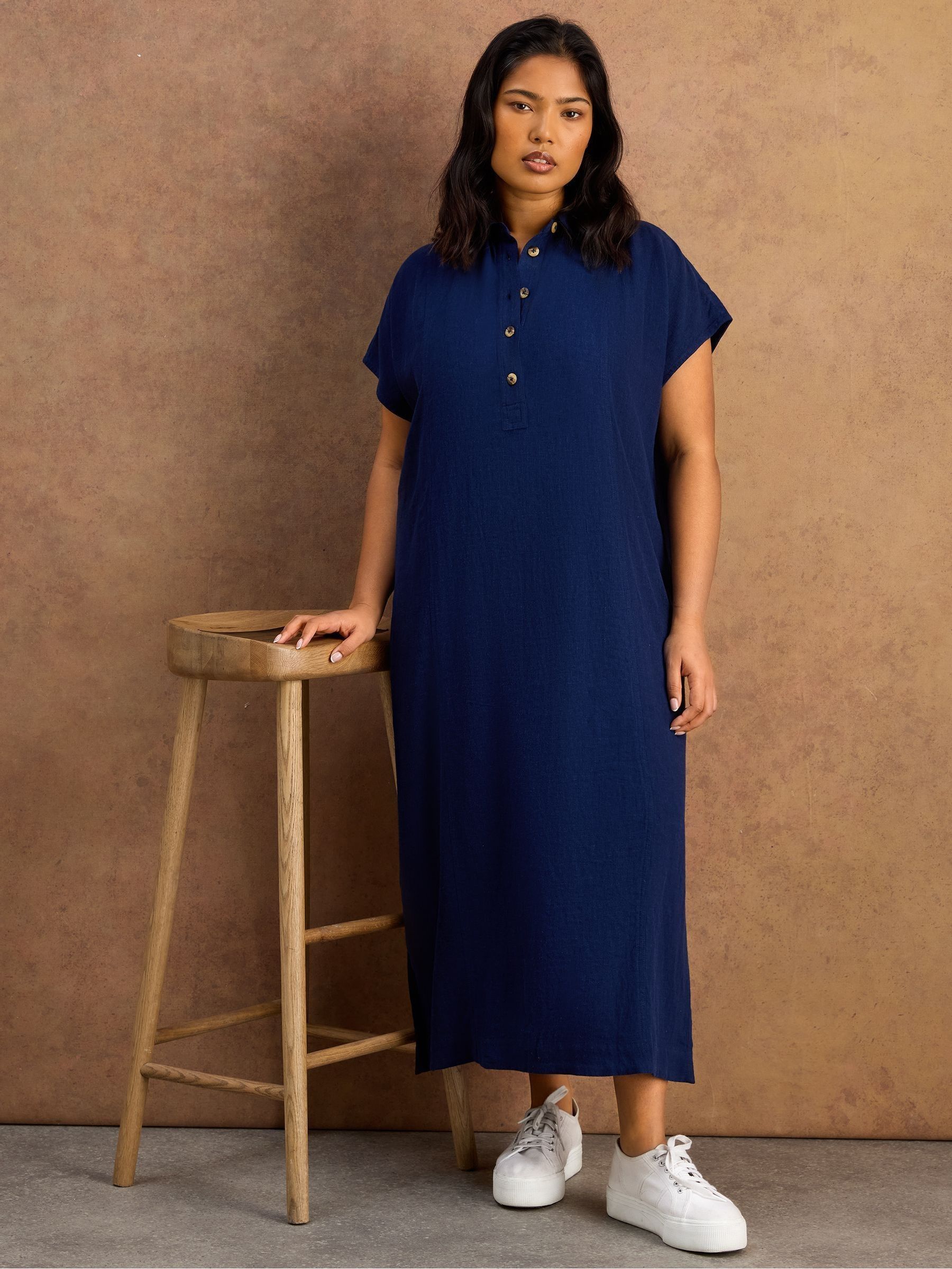 Comprar Live Unlimited Linen Blend Button Front Midaxi Shirt Dress