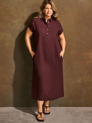 Live Unlimited Brown Linen Blend Button Front Midaxi Shirt Dress - Image 4 of 6