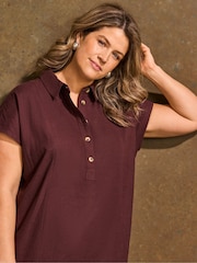 Live Unlimited Brown Linen Blend Button Front Midaxi Shirt Dress - Image 6 of 6