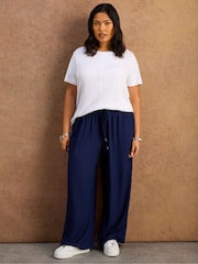 Live Unlimited White Cotton Slub Round Neck Seam Detail T-Shirt - Image 5 of 5