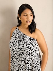 Live Unlimited Black Print One Shoulder Maxi Dress - Image 2 of 3