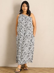 Live Unlimited Black Print One Shoulder Maxi Dress - Image 3 of 3