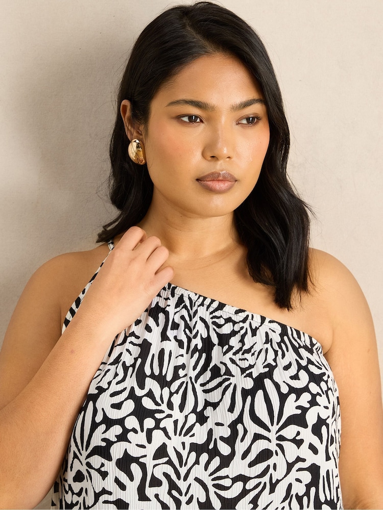 Live Unlimited Black Print One Shoulder Maxi Dress - Image 5 of 5