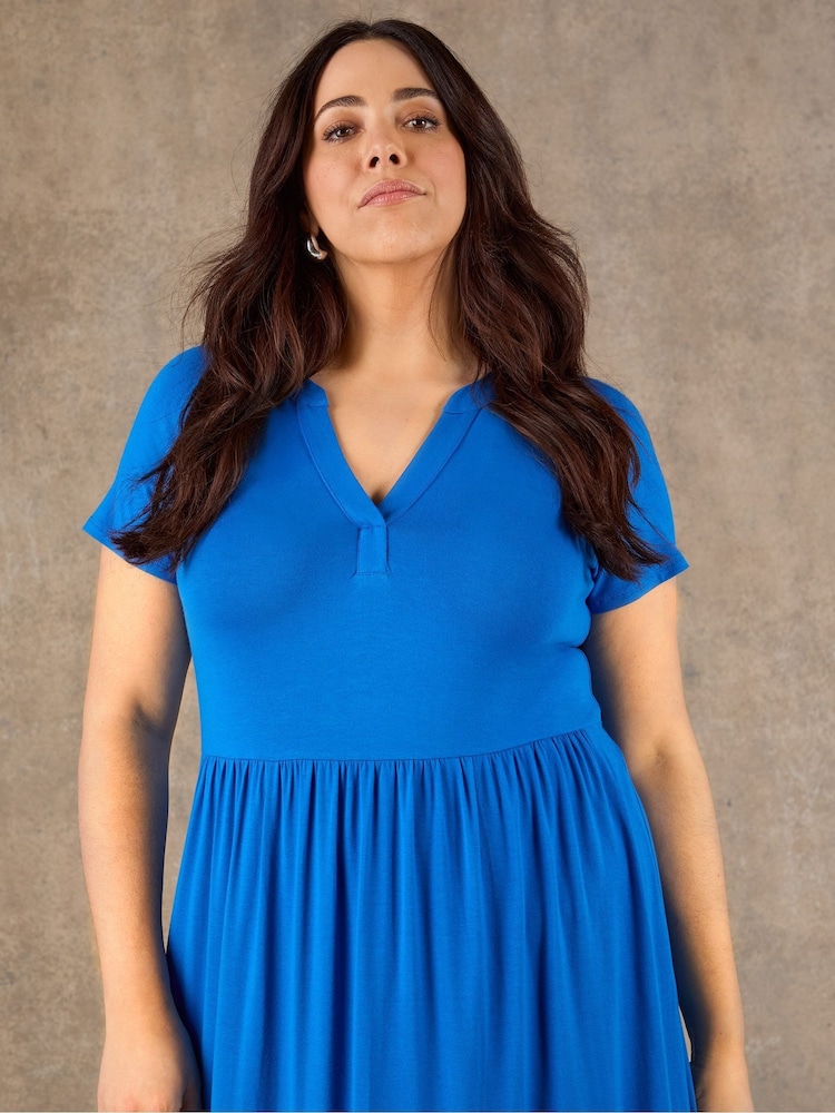 Live Unlimited Blue Tiered Jersey Maxi Dress - Image 2 of 3