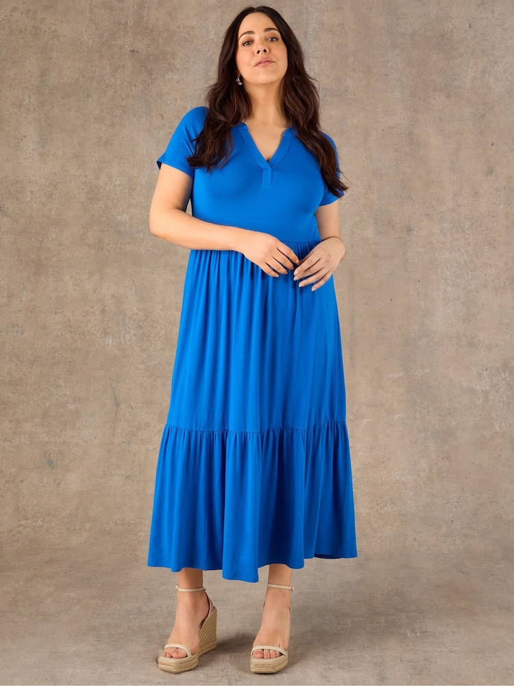 Live Unlimited Blue Tiered Jersey Maxi Dress - Image 3 of 3