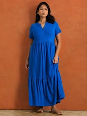 Live Unlimited Blue Tiered Jersey Maxi Dress - Image 4 of 4