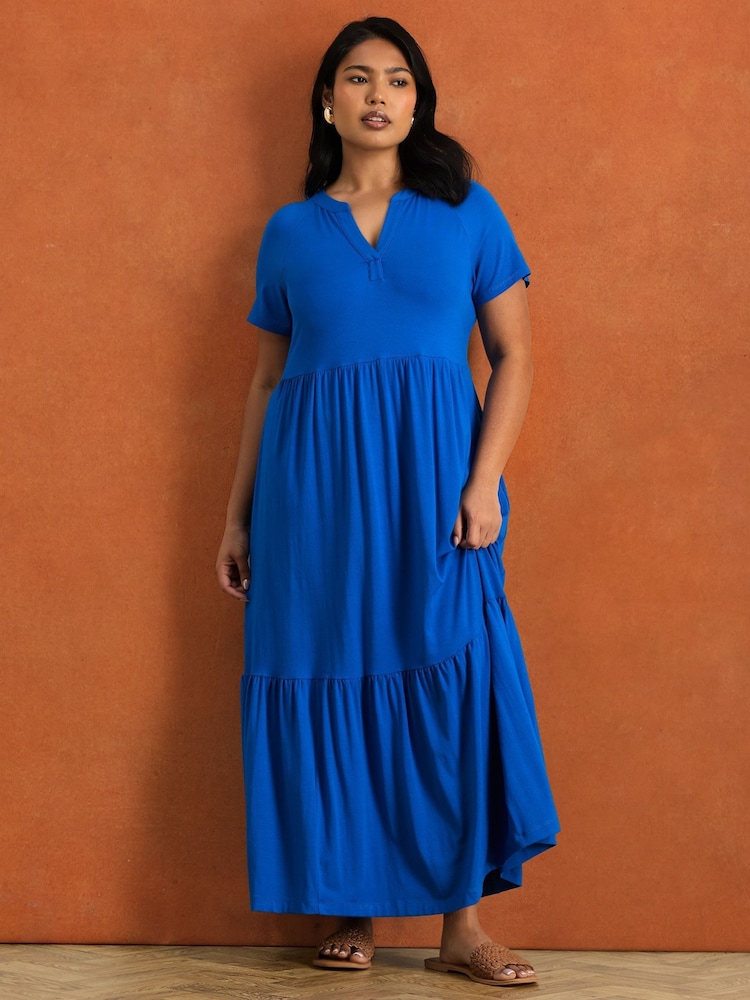 Live Unlimited Blue Tiered Jersey Maxi Dress - Image 4 of 4 Live Unlimited Blue Tiered Jersey Maxi Dress - Image 4 of 4