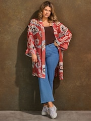 Live Unlimited Pink Paisley Print Kimono - Image 1 of 5