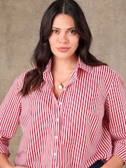 Live Unlimited Red Stripe Button Through Shirt - Image 9 of 10