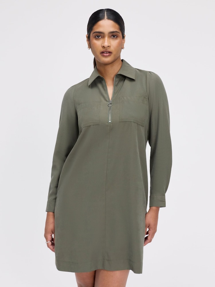Finery Green Enriko Zip Front Short Dress - Image 2 of 4