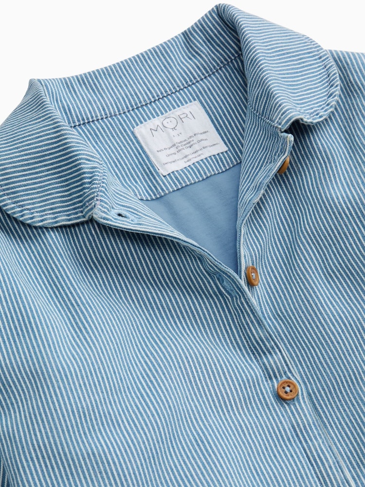 MORI Blue Striped Supersoft Denim Jacket - Image 5 of 5 MORI Blue Striped Supersoft Denim Jacket - Image 5 of 5