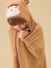 MORI Monkey bade- og strandhåndkle med hette, baby- og barnehåndkle - Bilde 1 av 5