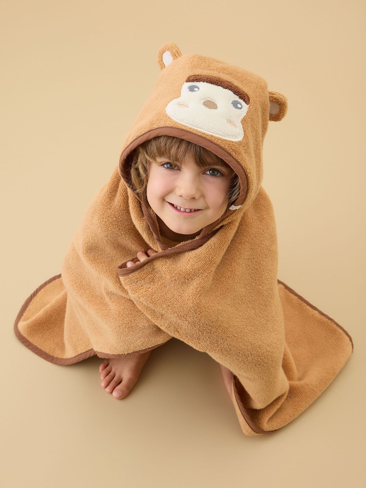 MORI Monkey bade- og strandhåndkle med hette, baby- og barnehåndkle - Bilde 2 av 5