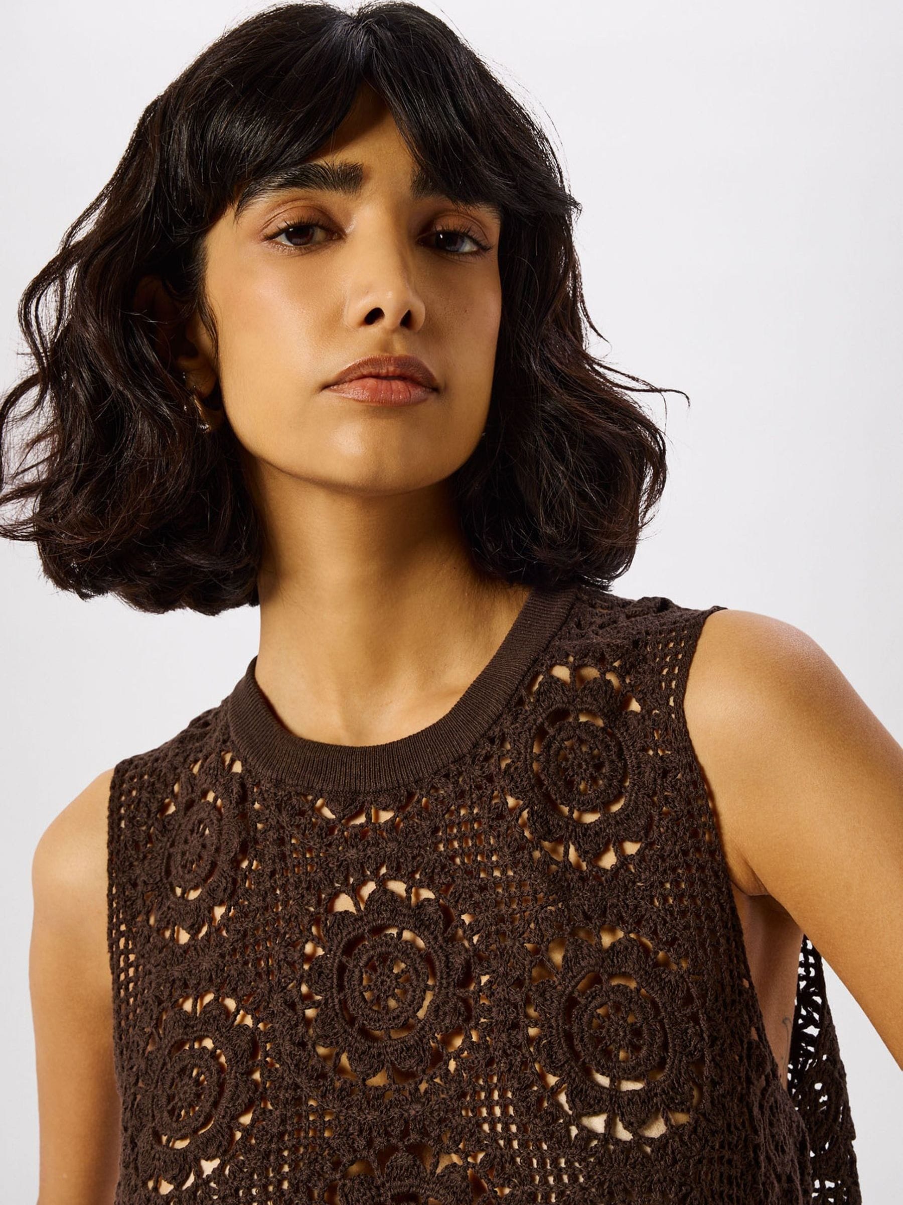 トップス CIRCLE SLEEVELESS-SHIRT Buy Whistles Brown Circle Crochet Tank Tops from Next USA