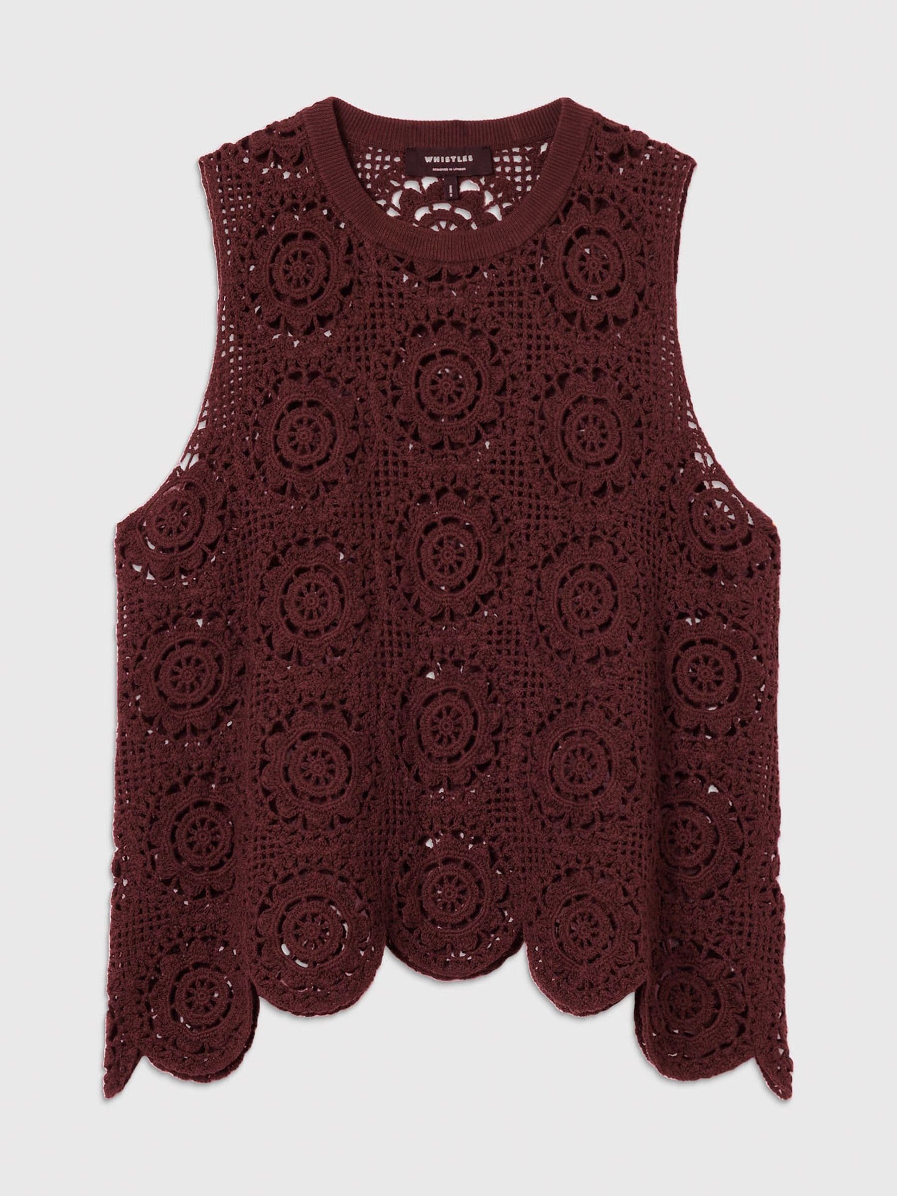Buy Whistles Brown Circle Crochet Tank Tops from Next USA